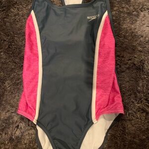 Speedo Kids One Piece - Pink and Gray